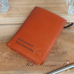 Portefeuille personnalisé texte initiale | Portefeuille cuir homme | Porte feuille cuir véritable | cadeau anniversaire | cadeau noël Homme
