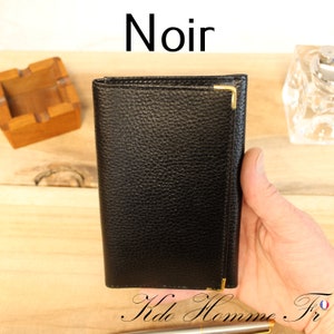 Protège Carte grise en cuir Porte papiers cuir Homme Petite Maroquinerie Homme Cadeau anniversaire pour lui Idée cadeau papa lui Noir