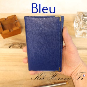 Leather gray card protector Men's leather briefcase Small Leather Goods for Men Anniversary gift for him Dad gift idea for him Blue