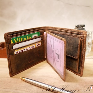 Portefeuille homme cuir marron RFID Portefeuille avec porte-monnaie et porte carte Idée cadeau pour papa Maroquinerie Homme de luxe image 5