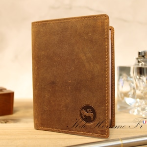 Portefeuille Garçon cuir camel RFID | Portefeuille avec porte monnaie et porte carte | cadeau original adolescent | Maroquinerie Homme luxe