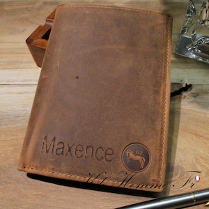 Portefeuille personnalisé | Portefeuille en cuir | Portefeuille gravé | cadeau personnalisé | Cadeau anniversaire | Cadeau Noël Homme papa