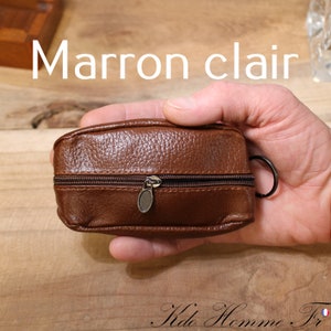 Porte-monnaie en cuir Porte monnaie homme Portemonnaie et porte clé Maroquinerie homme Cadeaux d'anniversaire pour lui Cadeau papa Marron Clair
