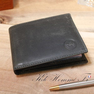 PORTEFEUILLE cuir véritable | Portefeuille homme | Porte feuille texte initiales | Maroquinerie en France | cadeau pour homme