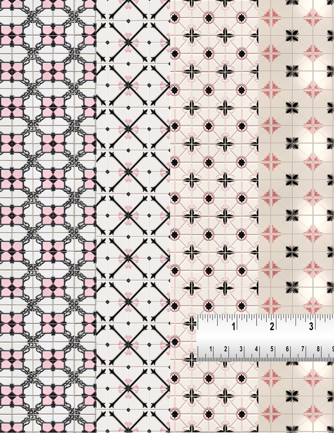 DIY Printable Black, Pink, and White Tile Floors for 1:12 Scale Gothic ...