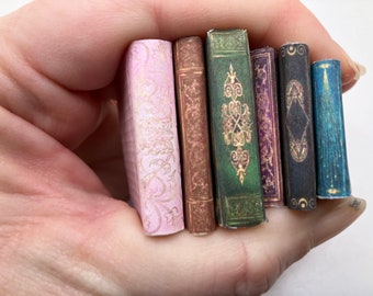 1:12 Scale Beautiful Spooky Books for Gothic Dollhouse with Printed Spines and Varying Sizes