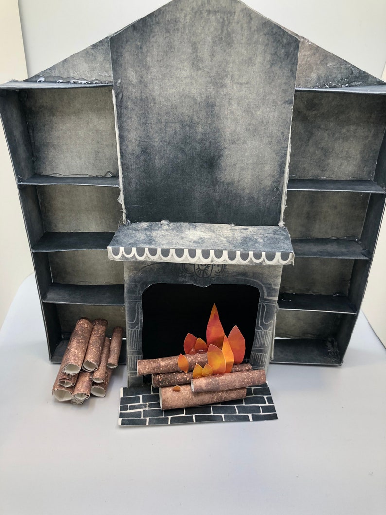 DIY Dollhouse Fireplace With Shelves for Gothic Haunted Etsy