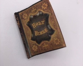 Dollhouse Bible Hidden Compartment, Printed Interior Pages, Gothic Haunted Accessories for 1:12 Scale