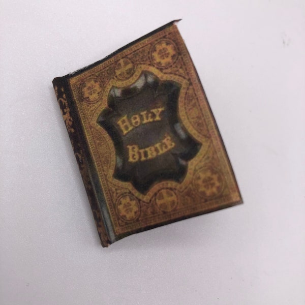 Dollhouse Bible Hidden Compartment, Printed Interior Pages, Gothic Haunted Accessories for 1:12 Scale