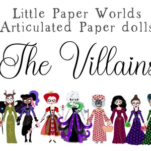 DIY Fairy Tale Villain Articulated Paper Dolls with Interchangeable Costumes and Accessories, Tim Burton Style