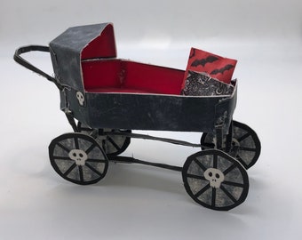 DIY Coffin Pram, Victorian Style Stroller for the Gothic 1:12 Scale Haunted Dollhouse