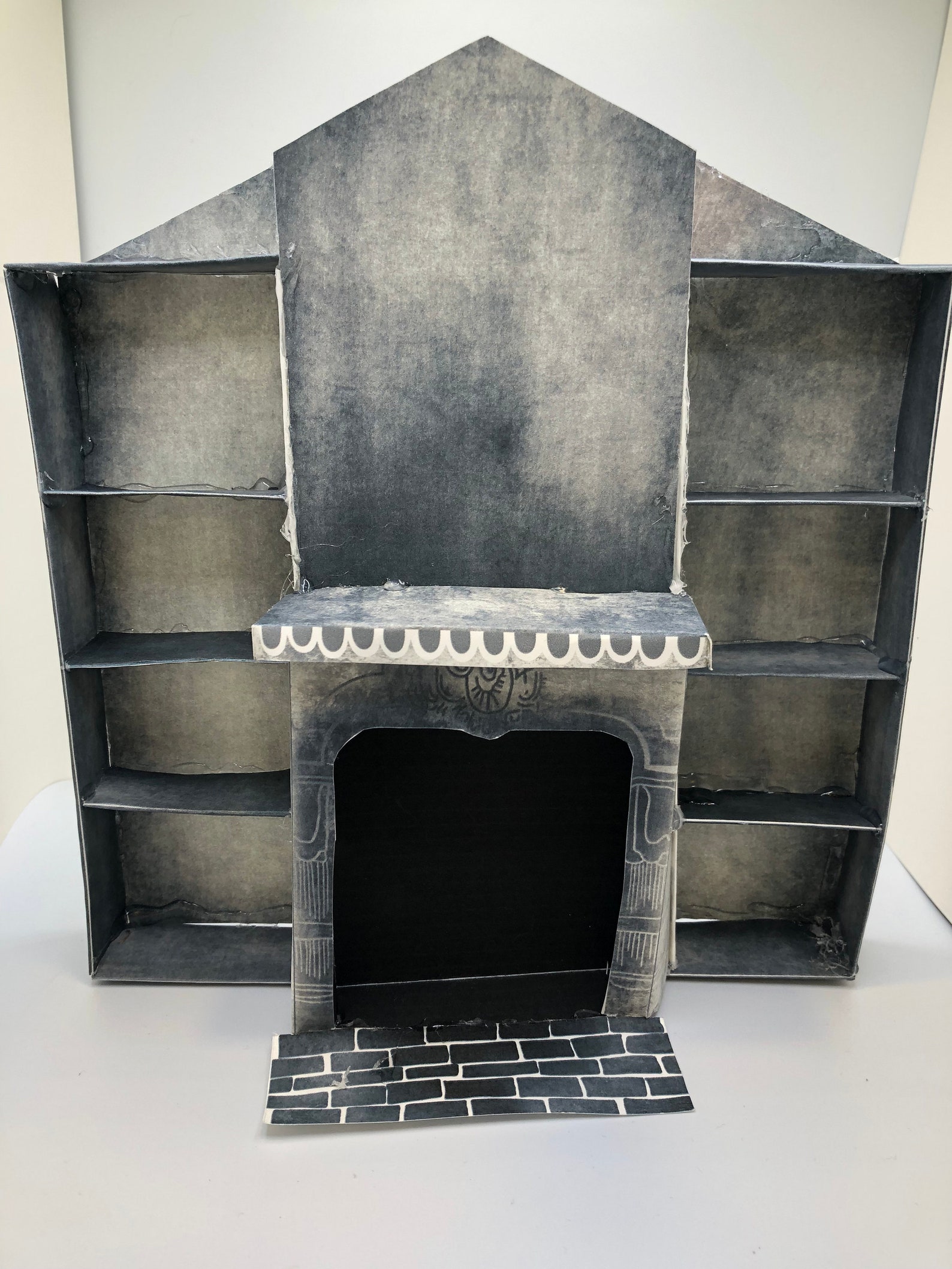 DIY Dollhouse Fireplace With Shelves for Gothic Haunted Etsy