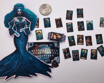 DIY Tarot Cards and Ouija Board for 1:12 Scale Dollhouse in a Beautiful Mermaid Style