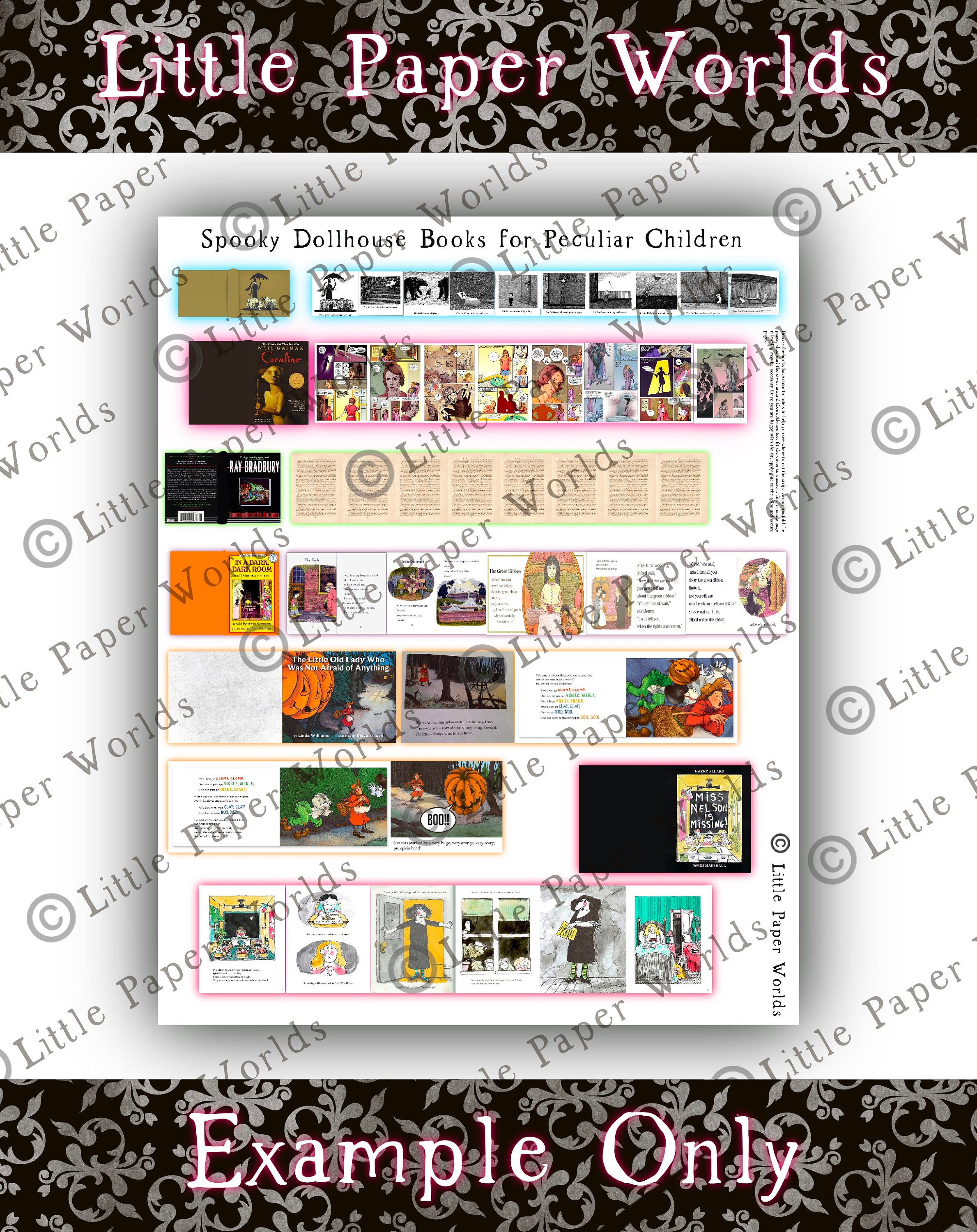 Dollhouse Spooky Book Collection for Gothic Dollhouse Children Etsy