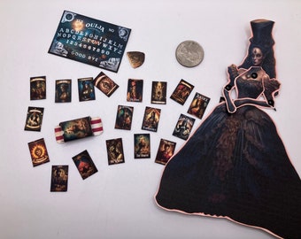 DIY 1:12 Scale Halloween Style Tarot Cards and Ouija Board for Dollhouse