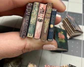 15 Gothic Dollhouse Books by Neurotic Victorian Authors for 1:12 Scale Witchy, Abandoned, Gothic Antique or Halloween Style Dollhouse