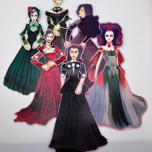 1:12 Scale Articulated Paper Art Dolls Six Beautiful Vampires in Gothic Gowns