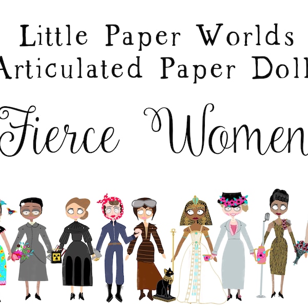 DIY Fierce Iconic Women Articulated Paper Dolls with Interchangeable Costumes and Accessories, Tim Burton Style