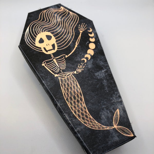 DIY Dollhouse Coffin with Skeleton Mermaid for the Gothic Dollhouse or Trinket Treasure Box 1:12 Scale