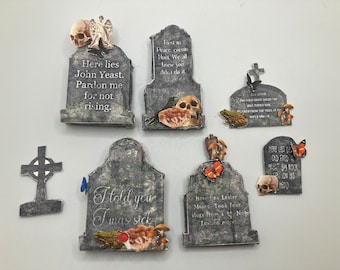 1:12 Spooky Haunted Gothic Witch Halloween Dollhouse Tombstones