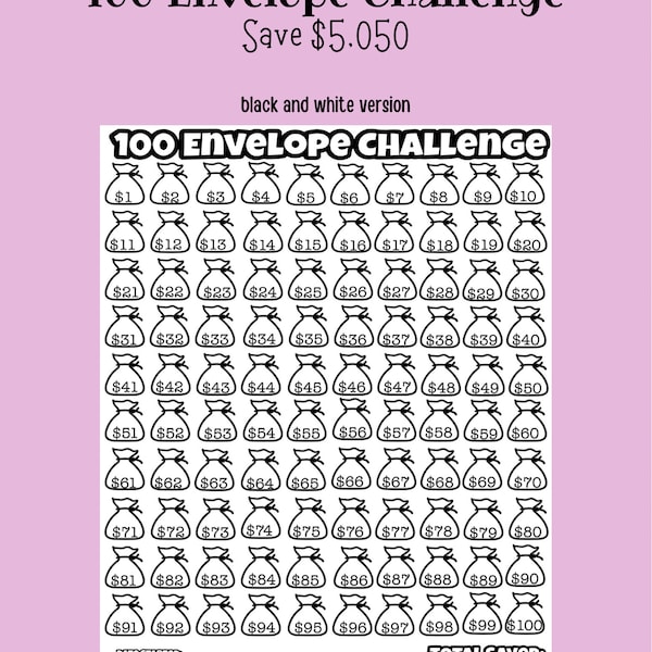 Money Saving Challenge | 100 Envelope Challenge | Digital Download | Printable Tracker | Savings Goal | Tracker