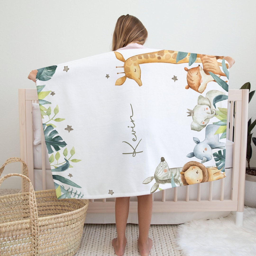 Personalized Baby Blanket Safari Baby Blanket Etsy