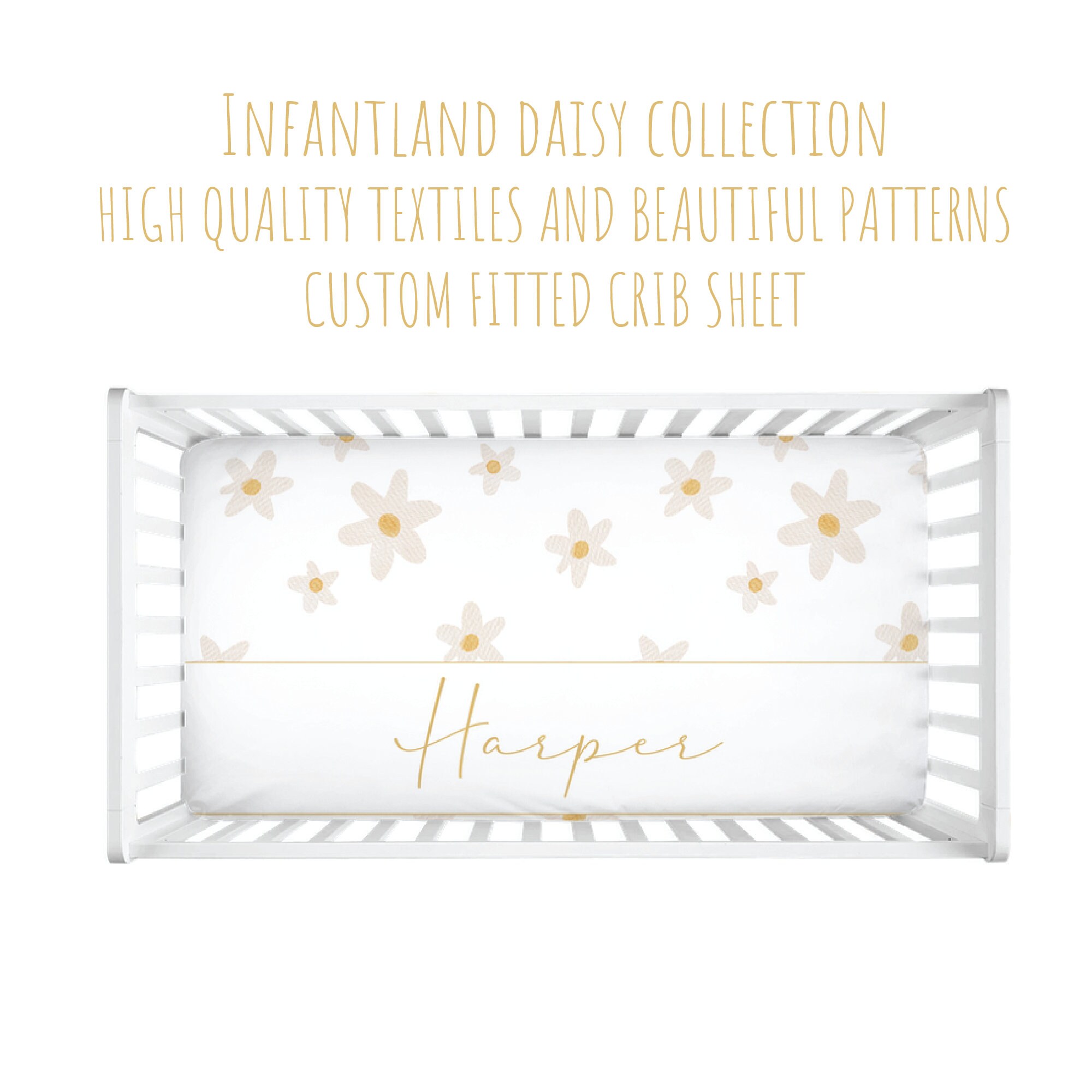 Personalized Crib Sheet Custom Crib Sheet Daisy Nursery Etsy