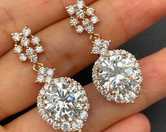 Lab diamond earrings, bridal earrings, Bridesmaid earrings, wedding earrings，gift for her.