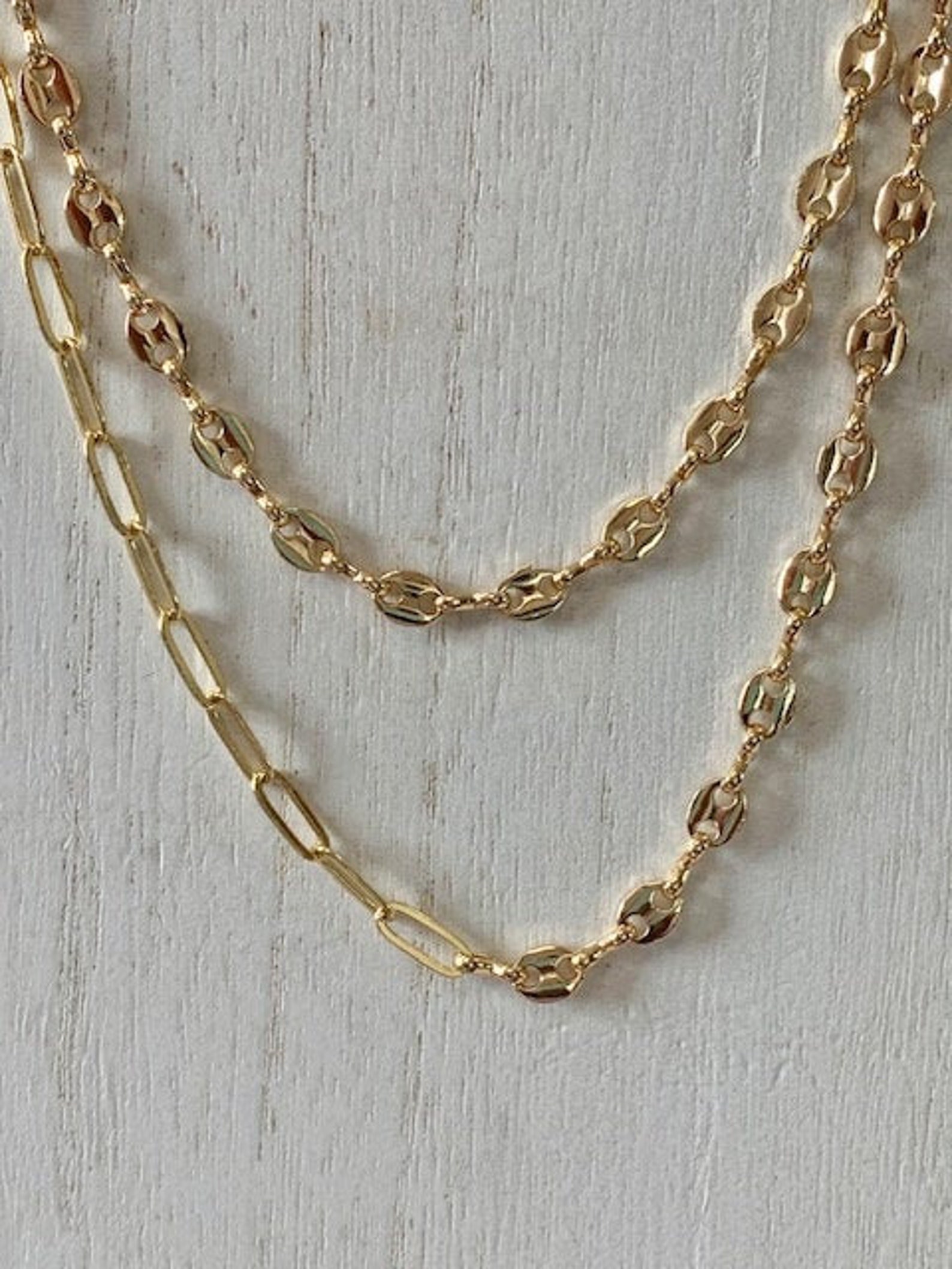 Gucci Style Link Chain Necklace 14K Gold Filled Necklace Etsy