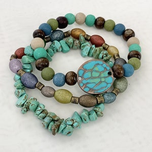 Turquoise Bracelet, Bead Bracelet Stack Set Women, Boho Bracelet, Bead Bracelet For Women, Stacking Bracelets, Turquoise Boho Bracelets