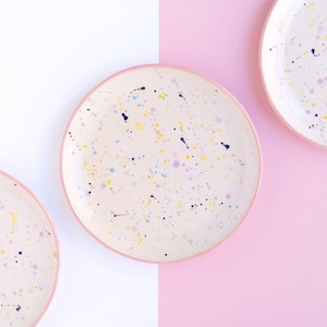 Large splatter ceramic plate, confetti plate, hand painted ceramic plate, colorful plate, funny plate, colorful porcelain plate