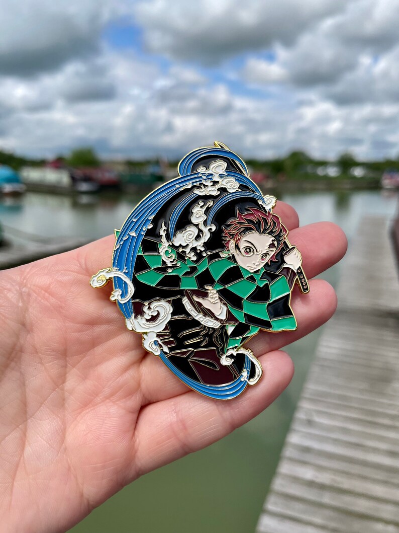 Demon Slayer Tanjiro large enamel pin Japanese manga Etsy