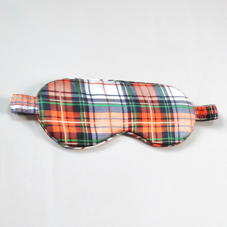 Tartan Silk Sleep Mask22 MommeSuper SoftDeep SleepAnti Ageing White