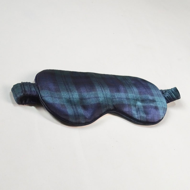 Tartan Silk Sleep Mask22 MommeSuper SoftDeep SleepAnti Ageing Blue