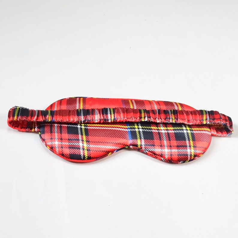 Tartan Silk Sleep Mask22 MommeSuper SoftDeep SleepAnti Ageing Red