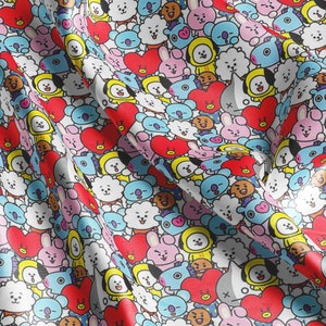 K-Pop Elegance: BTS-Inspired Printed Satin Fabric By The Meter