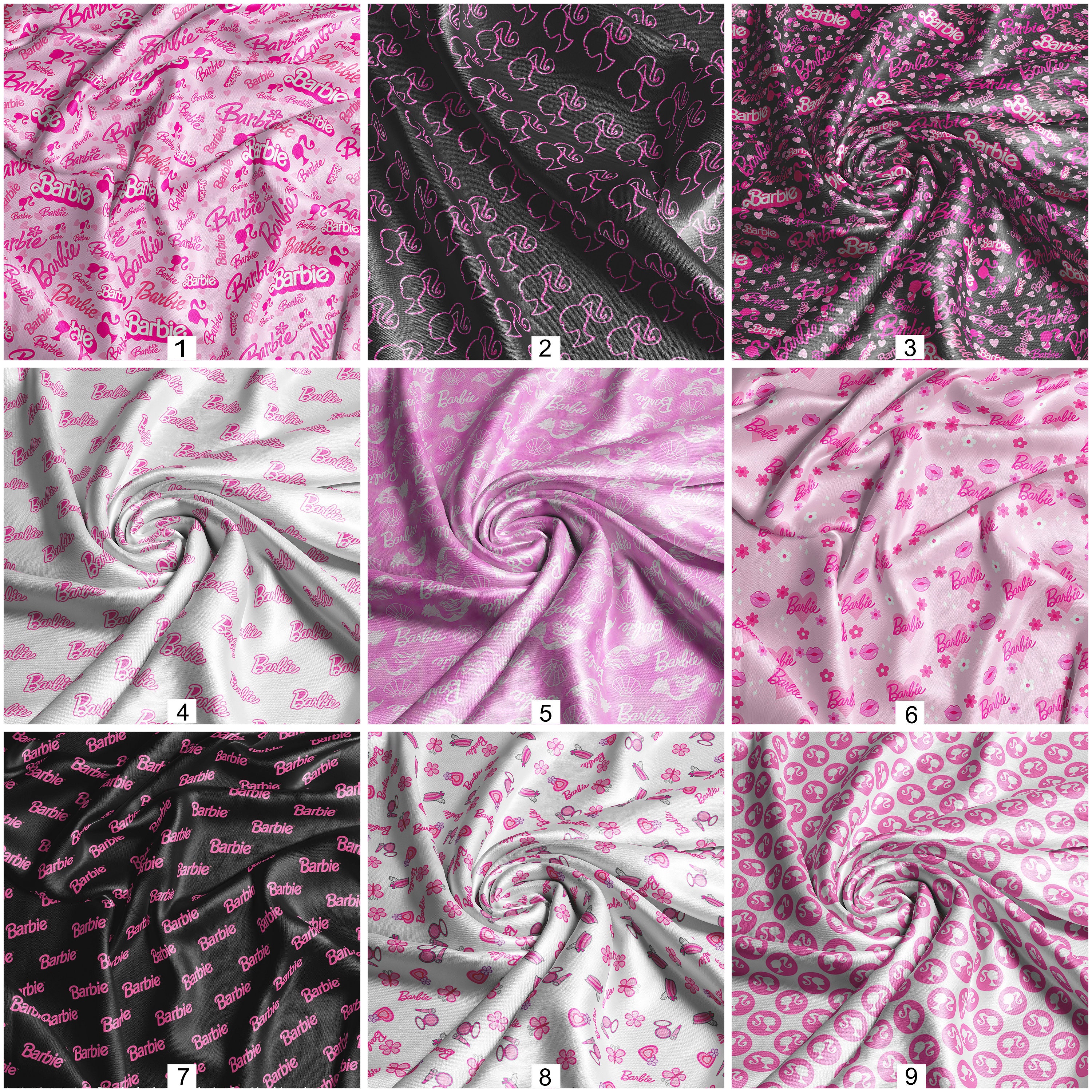 Cotton Fabric Barbie Tela Set Of Vintage Retro 1960's Pastel