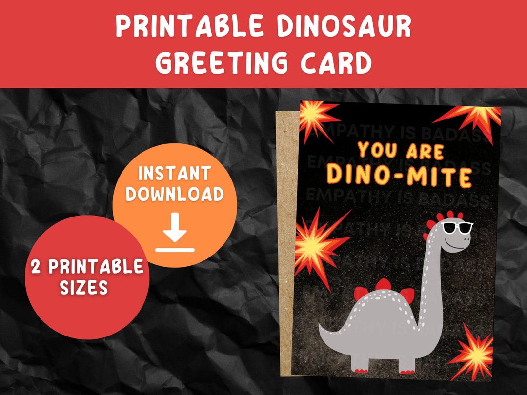 Printable Dinosaur Greeting Card Bundle With Instant Download: - Etsy