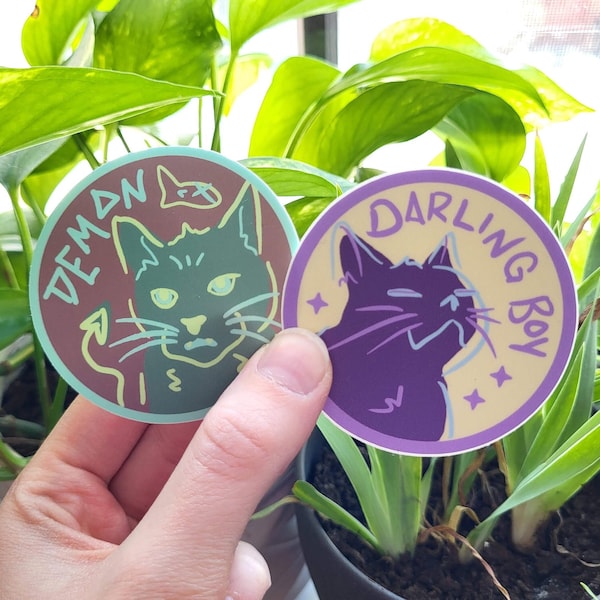 Demon and Darling Boy Cute Cat Sticker