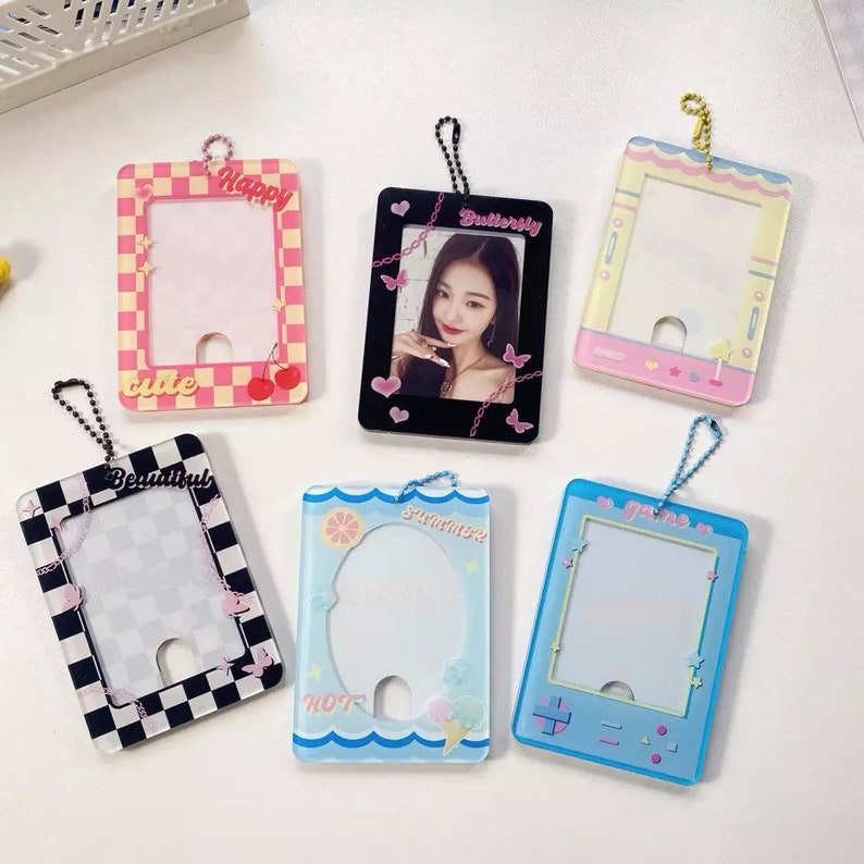 Kpop Acrylic Photocard Holder Keychain Kawaii Cute Photo Etsy
