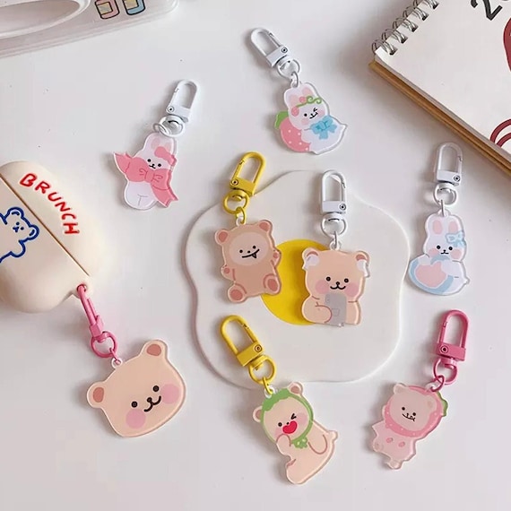 Cute Acrylic Keychain Pendant Kawaii Bear Bunny Keyring - Etsy