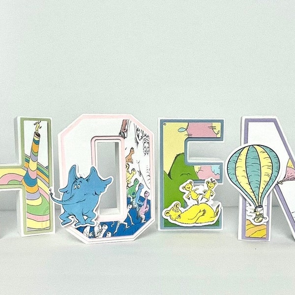 Dr.Seuss Lorax The places you'll go birthday | Horton Inspired 3D Letters | Dr. Seuss Birthday