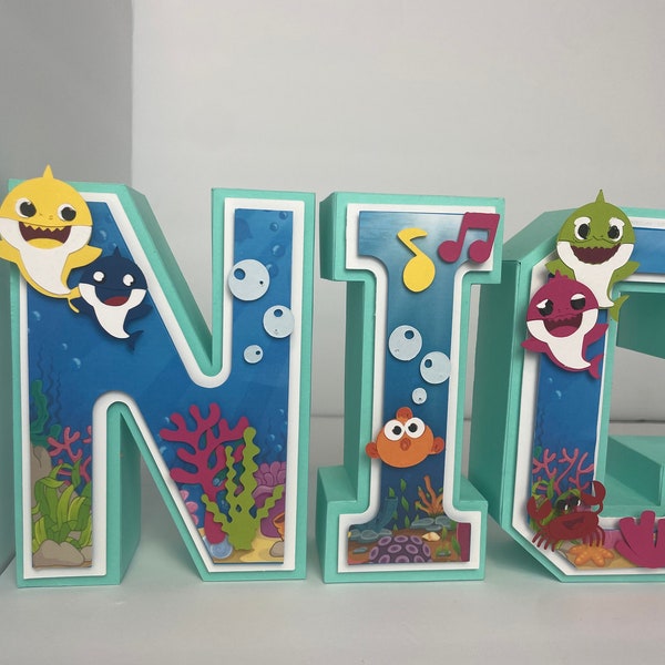 Baby Shark Inspired 3D Letters | Baby Shark Birthday Party