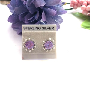 Purple stud earrings, purple earrings, handmade earrings, made in Canada, summer earrings, everyday earrings, purple earrings, studs