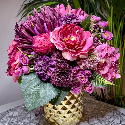 Artificial Flower Arrangement/ Silk Flowers/ Fauxflowers/ Etsy