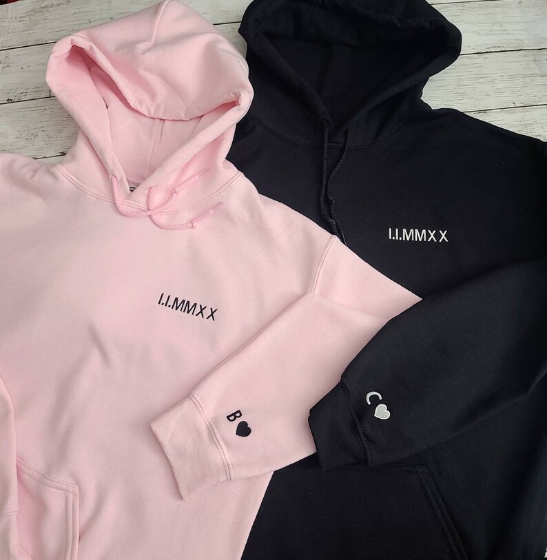 Custom Anniversary Date Embroidered Roman Numeral Hoodie Etsy