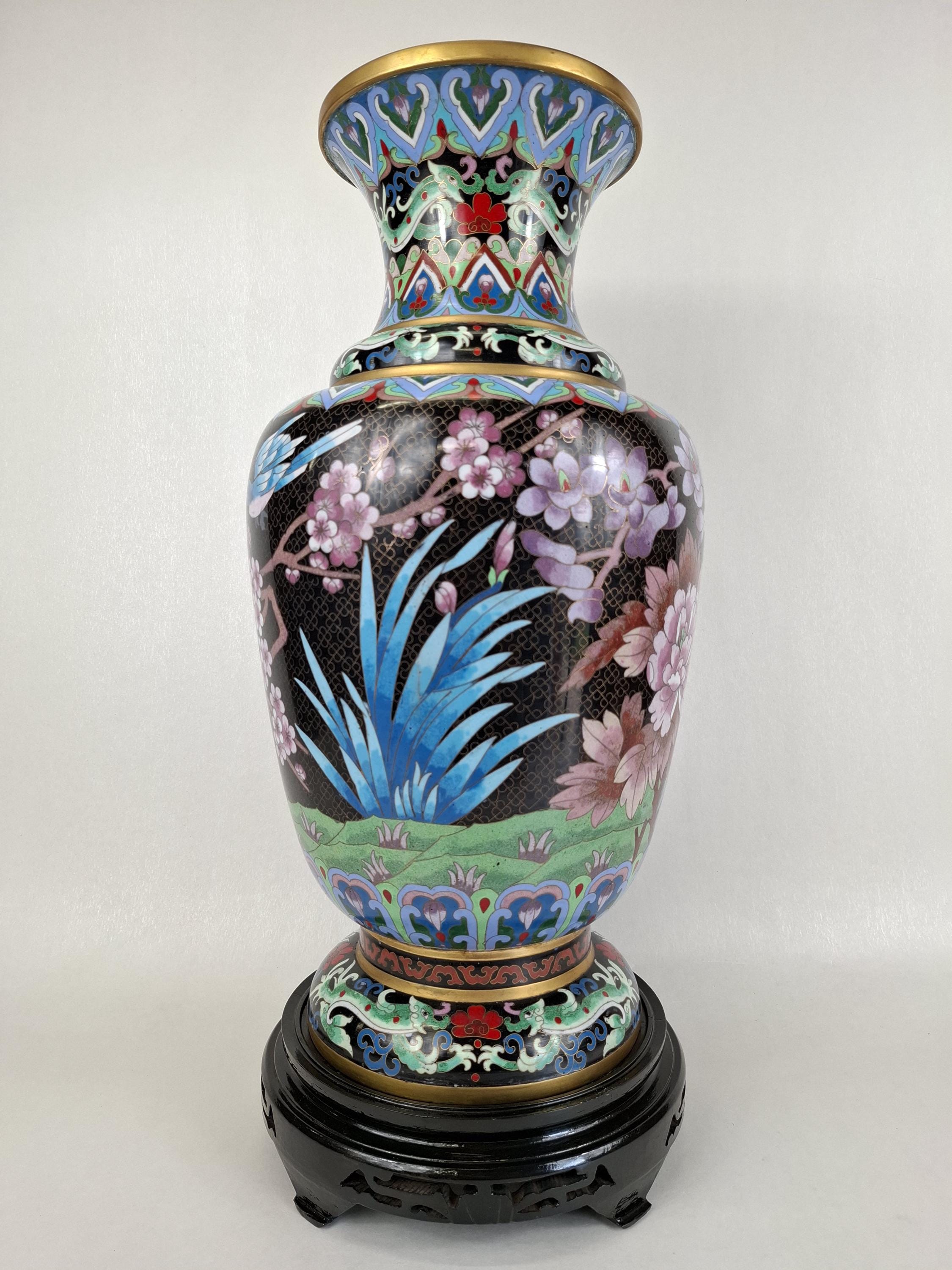 大型XL中国製七宝焼き花瓶（花と鳥）//20世紀 - Etsy 日本