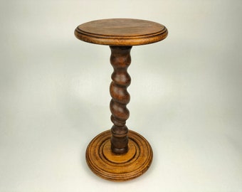 Vintage wooden barley twist plant stand // Oak - Mid 20th century