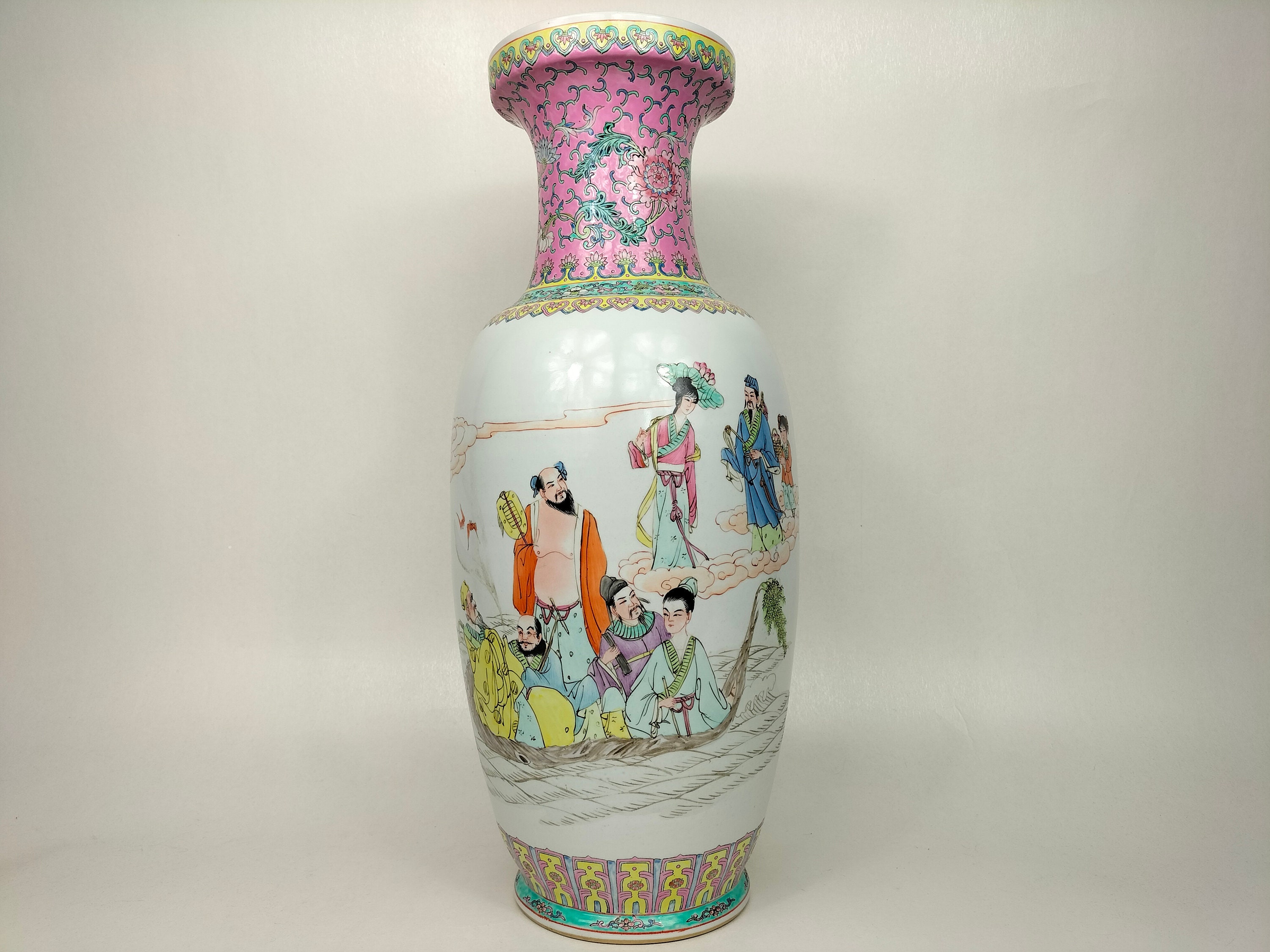 Vaso In Porcellana Jingdezhen Stile Ming - Altezza 25 Cm, Motivo Pesca, Decorativo Per Soggiorno O Ufficio