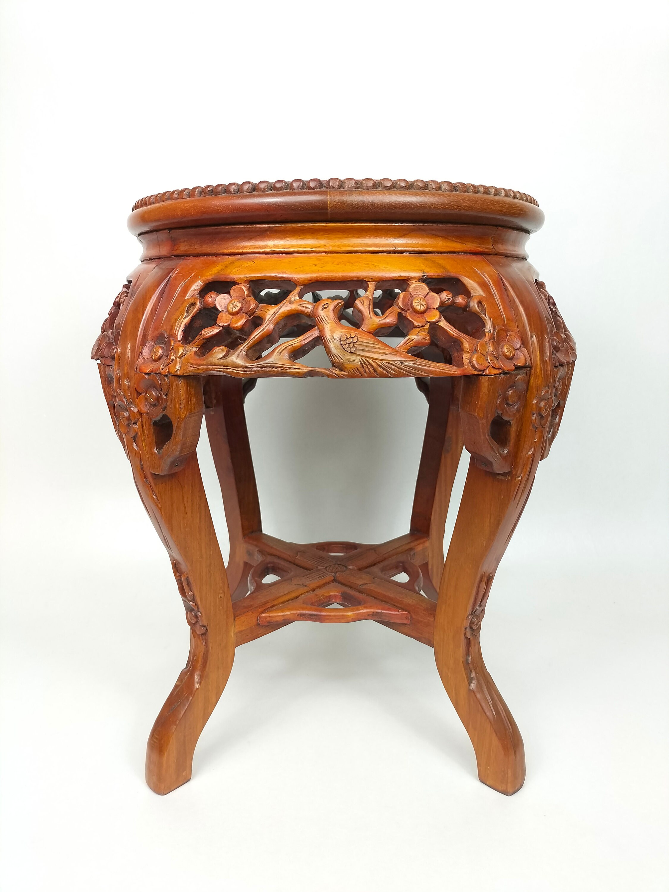 Chinese Wooden Side Table Inlaid With Marble Top // Mid 20th Century Etsy